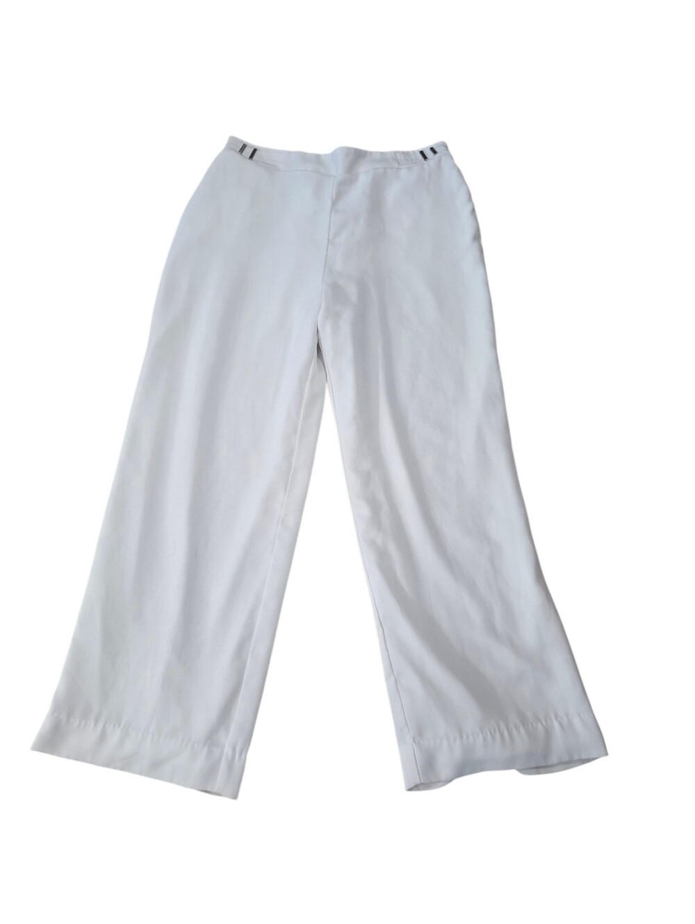 Jennifer Lopez white lined wide leg elastic waist trousers, L. EUC.